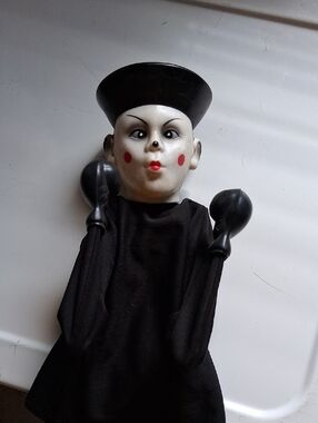Black Fabric Hand Puppet Doll with Red Cheeks - Classic Play Puppet